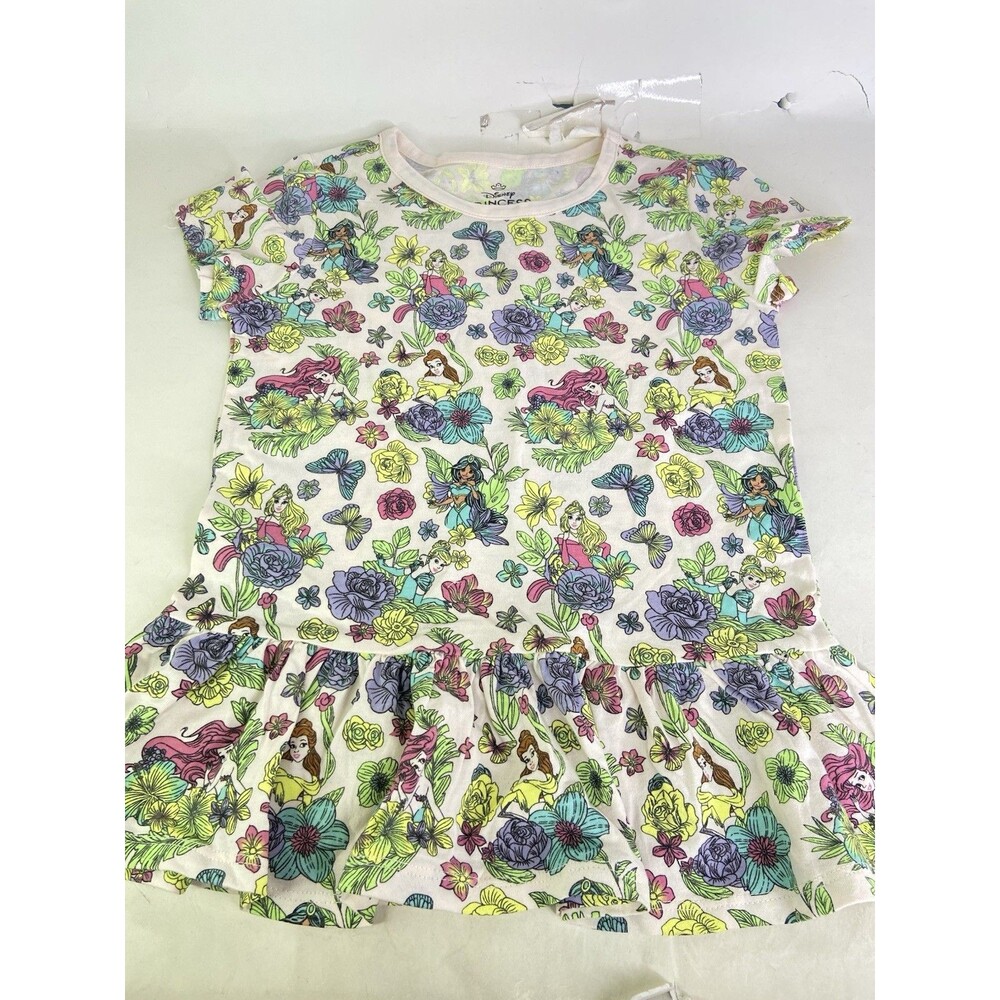 Disney Princess All Over Print Floral Peplum T-Shirt Top Kids Girls Size 7